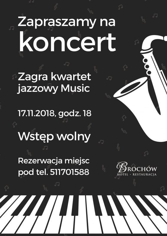 plakat na koncert jazzowy dla hotelowej restauracji